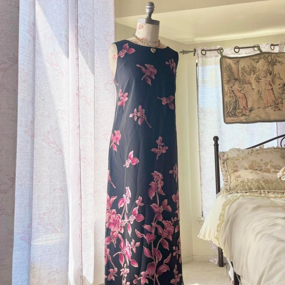 Black floral maxi dress‎